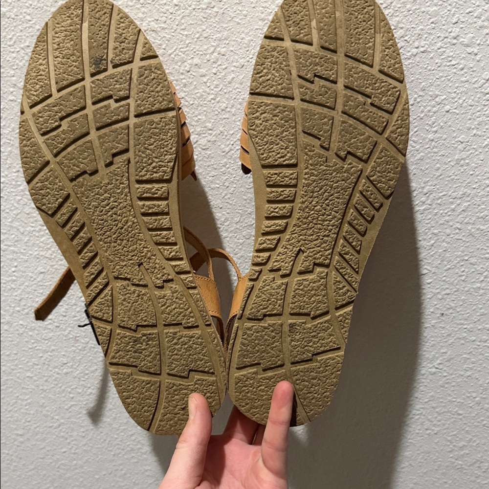 Woven Leather Mary Jane Sandals in Tan - Picture 4 of 5